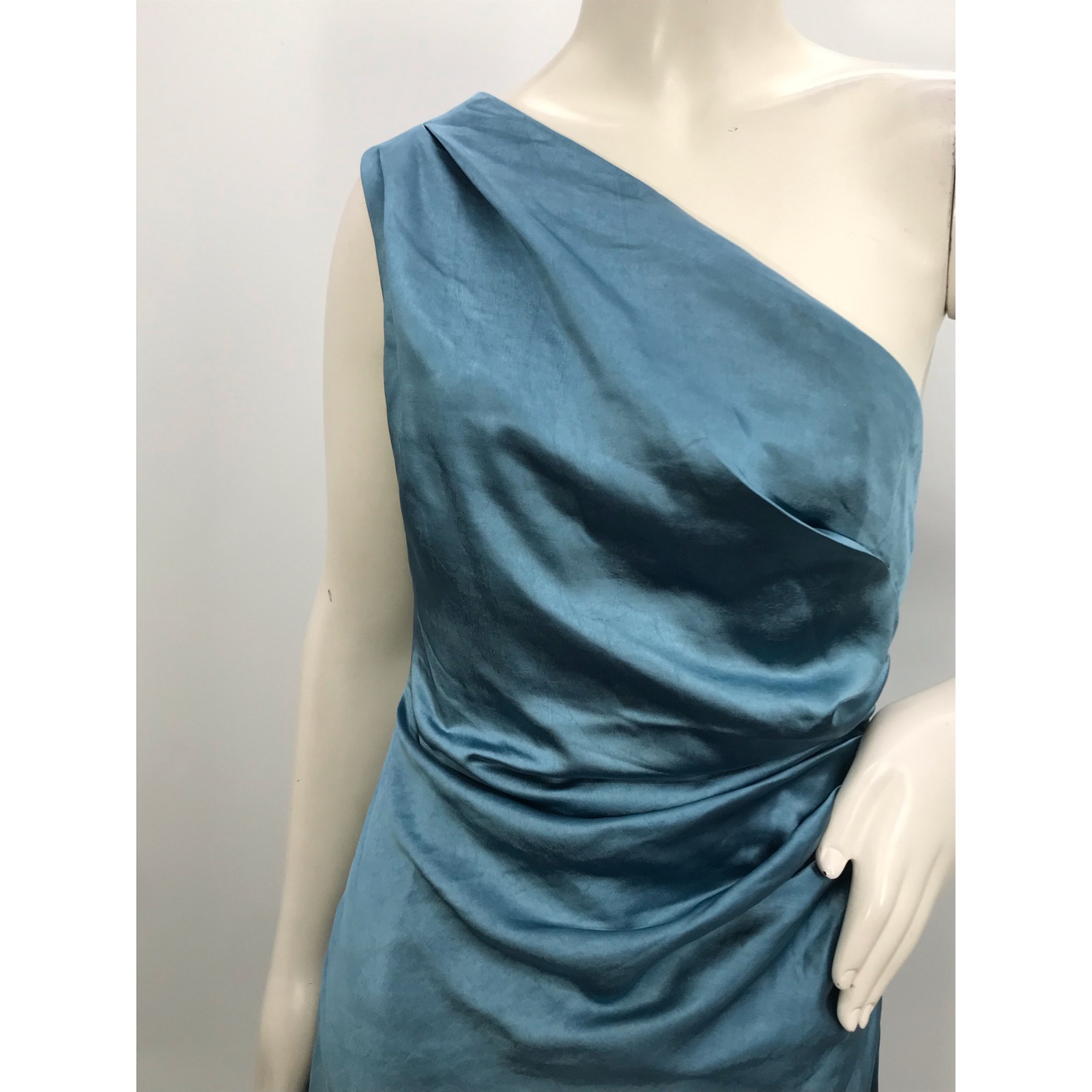 Rosedress Blue One Shoulder High Slit Satin Cocktail Party Dress Womens S — image 4 of 8